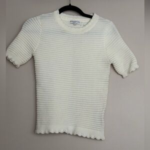OPENING CEREMONY Ivory Ribbed Knit Short Sleeve Sweater, sz S
